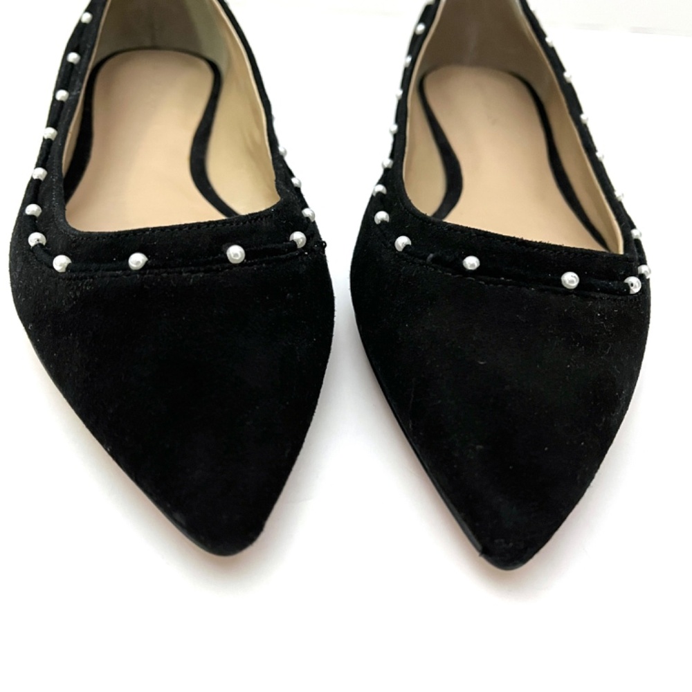 Ann Taylor Flats Black Suede with Pearl Trim - Picture 7 of 9
